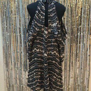 2010s Vintage Candies cold shoulder floral dress. size xl. NWOT black and white